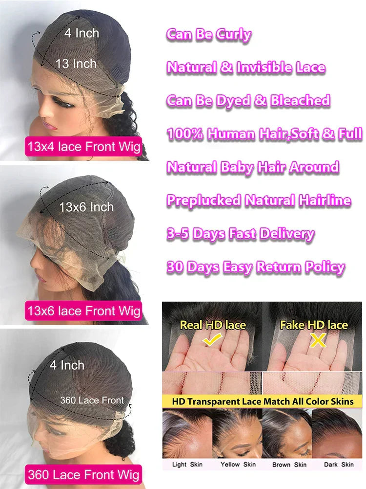 Deep Wave Lace Frontal Curly Wigs