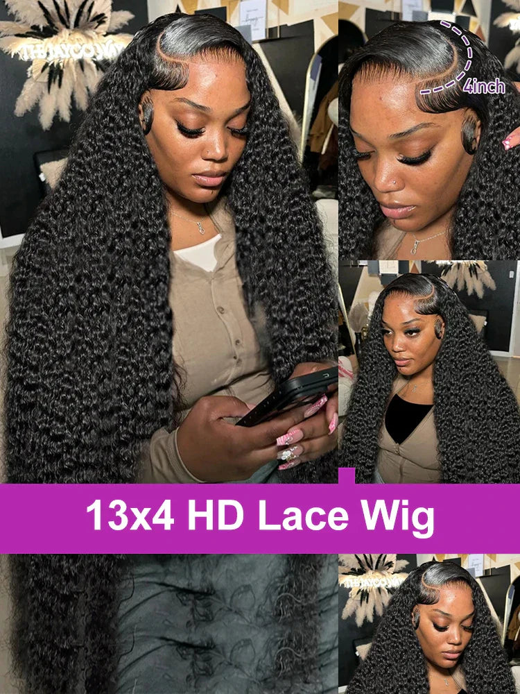 Deep Wave Hd Lace Front Human Hair Curly Wigs
